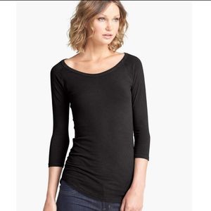 JAMES PERSE Skinny Ruched Baseball Tee